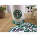 hot sale embossing Starbucks pattern soft pvc coaster